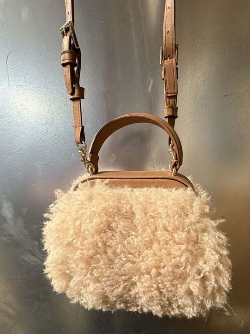 Zara Shearling Mini Handbag